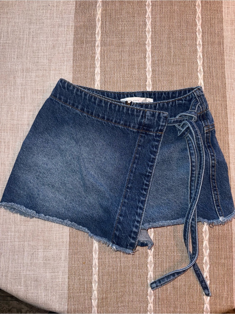 Altar'd State Dark Blue Denim Wrap Skort with Tie
